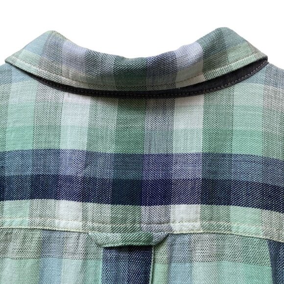 Tommy Bahama Mens Plaid Shirt XXL Cotton Short Sleeve Green Blue Button up - Picture 8 of 14